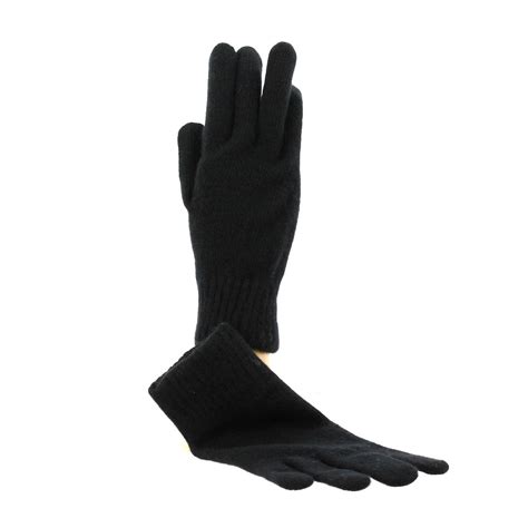 Double G wool and cashmere gloves in black .